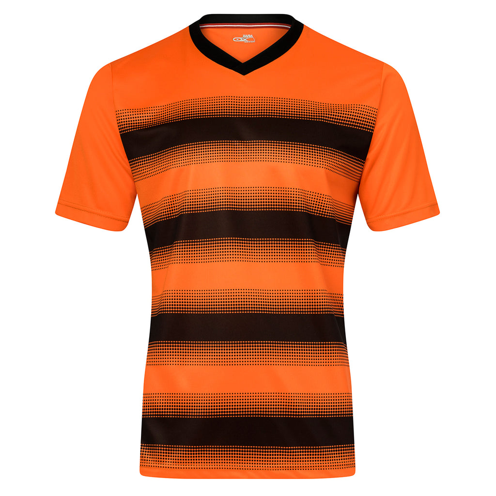 orange and black soccer jersey
